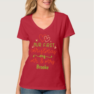 Camiseta Recién casada la primera Navidad como la señora Ca