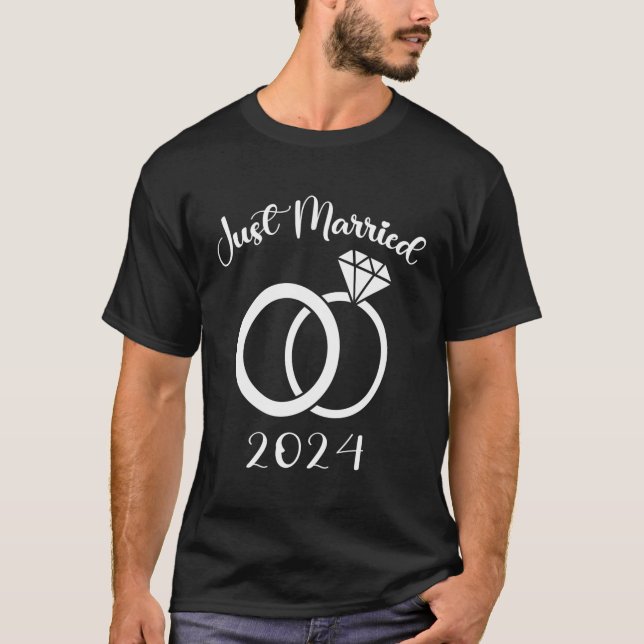 Camiseta Recién Casado 2024 Bodas Rings Newlyweds (Anverso)