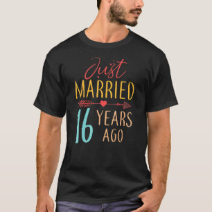 Camiseta Recién Casado Hace 16 Años Pareja Retro 16 Años