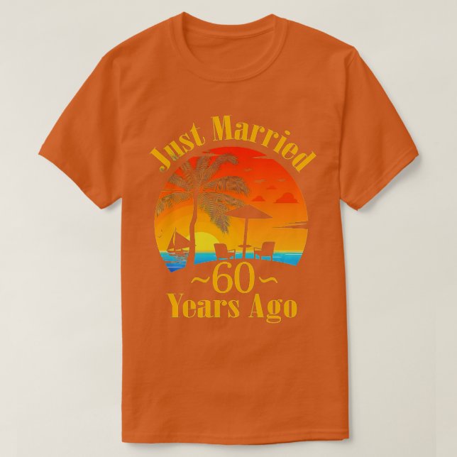 Camiseta Recién casado hace 60 años, el gracioso 60° Boda A (Diseño del anverso)