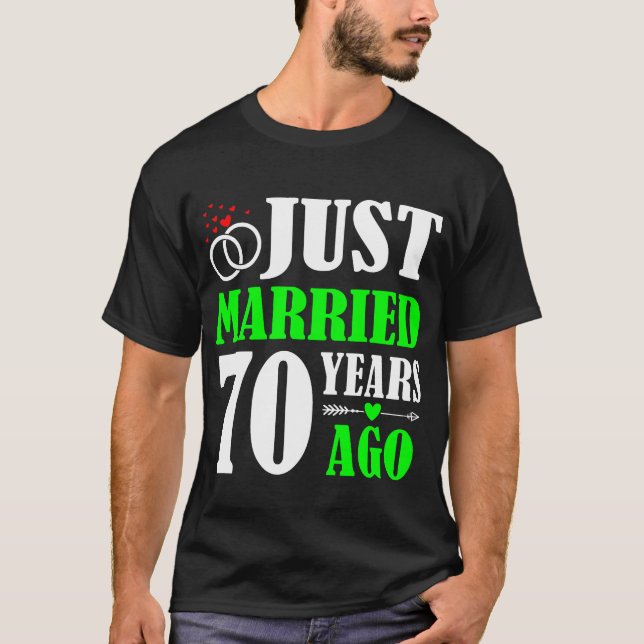 Camiseta Recién casado hace 70 años, 70 aniversario del Bod (Anverso)