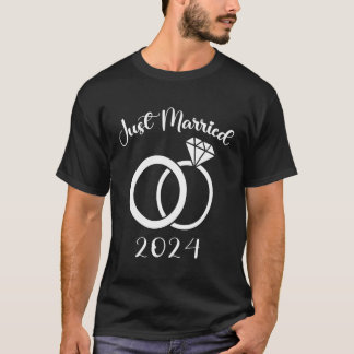 Camiseta Recién Casados 2024 Anillos de Boda Recién Casados