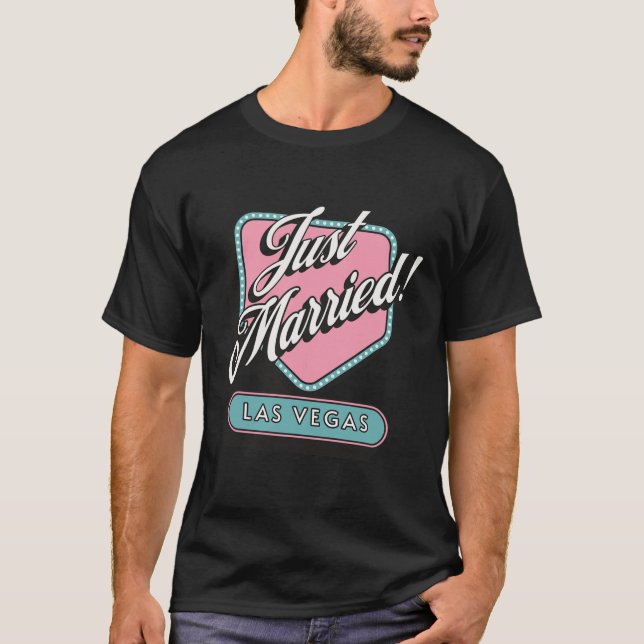 Camiseta Recién Casados Boda de Las Vegas Novia Novio  (Anverso)