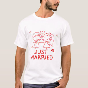 Camiseta Recién Casados - Diseño de Boceto de Pareja Linda
