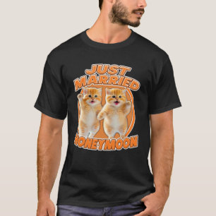 Camiseta Recién Casados Gatitos Lindos Pareja de Luna de Mi