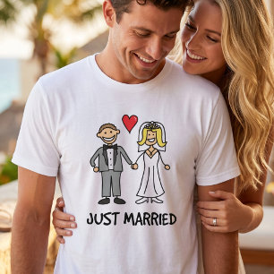 Camiseta Recién Casados - Monigote de Dibujos Animados de B