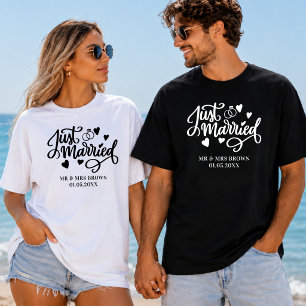 Camiseta Recién Casados Personalizados Parejas Bodas a Medi