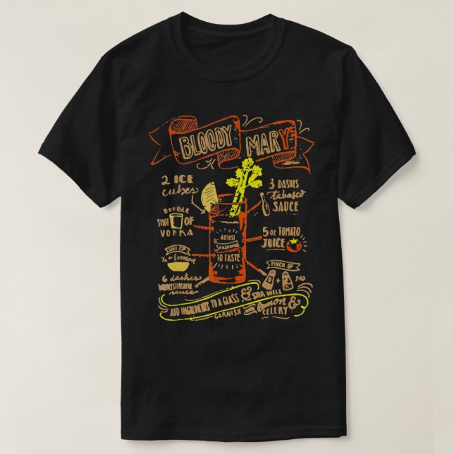 Camiseta Recipe Cocktail Bloody Mary Perfect (Diseño del anverso)