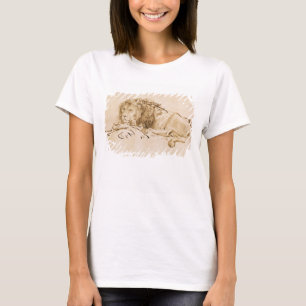 Camiseta Reclinación del león (pluma y tinta en el papel)