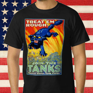 Camiseta Reclutamiento Militar Antiguo con un Gato Salvaje
