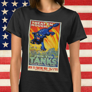 Camiseta Reclutamiento Militar Antiguo con un Gato Salvaje