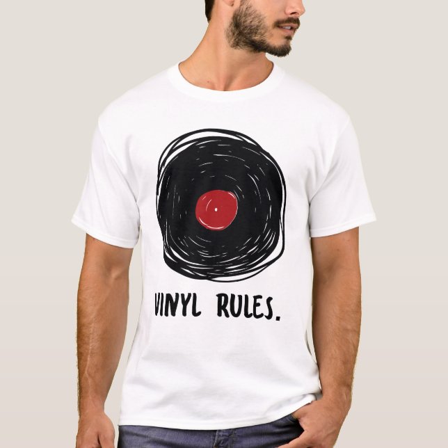 Camiseta Recopilador de registros de reglas de vinilo retro (Anverso)