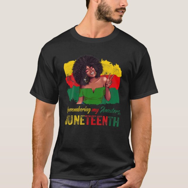 Camiseta Recordando a mis antepasados juntan libertad negra (Anverso)