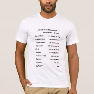 Camiseta Recordatorio de clasificación manual de póquer
