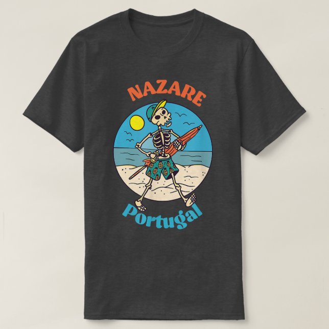 Camiseta Recordatorio de recuerdo de Nazare Portugal Skelet (Diseño del anverso)