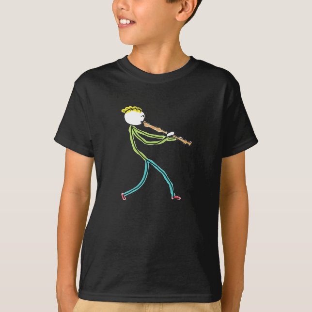 Camiseta Recorder Playing Stickman (Anverso)