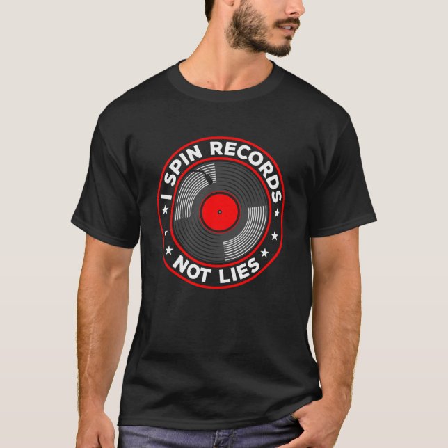 Camiseta Récords musicales recopilando música de disco viní (Anverso)