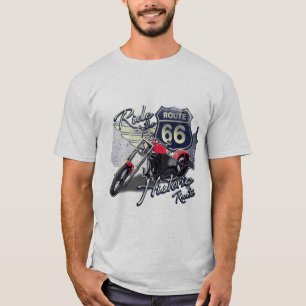 Camiseta Recorre la ruta 66, Motocicleta antigua