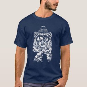 Camiseta Recorrido divertido para esquiar con nieve Oso de