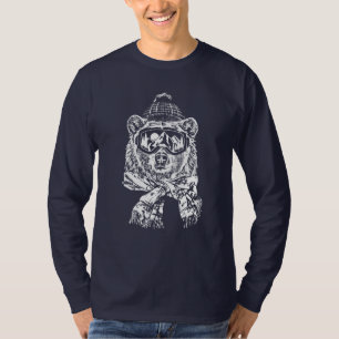 Camiseta Recorrido divertido para esquiar con nieve Oso de