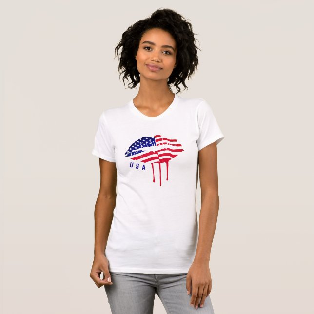 Camiseta Recorriendo los labios de la moda de la bandera de (Anverso completo)