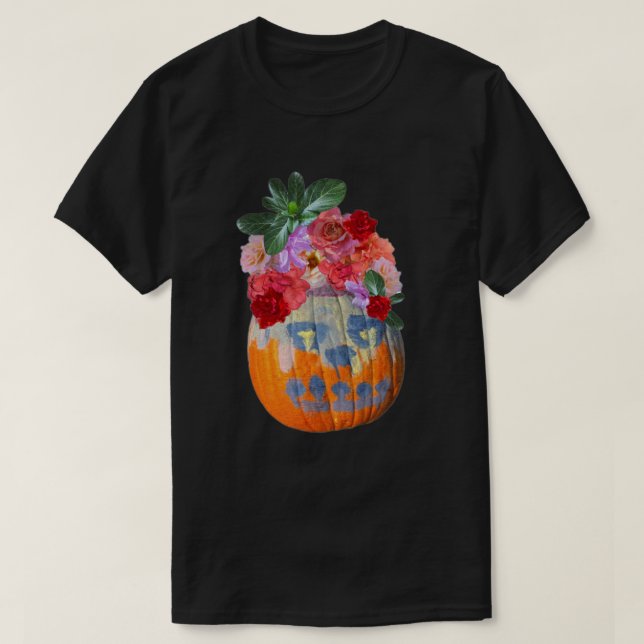 Camiseta Recorte fotográfico de calabaza floral (Diseño del anverso)