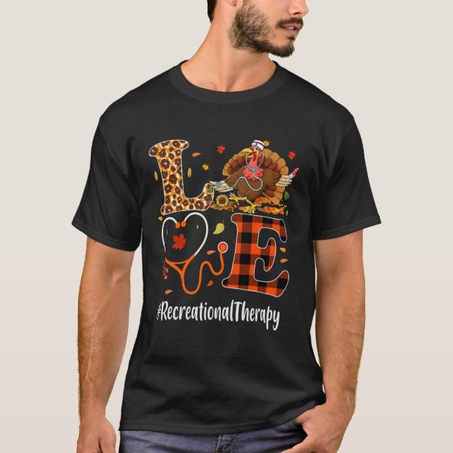 Camiseta Recreational Therapy Love Thanksgiving Leopard Tur (Anverso)