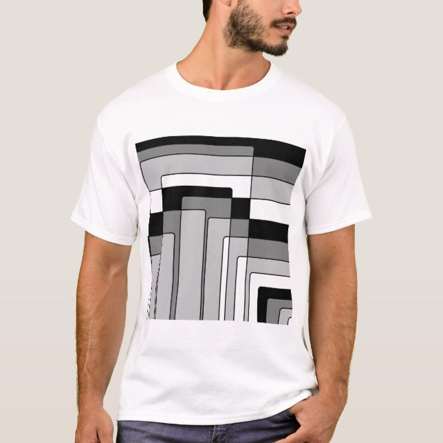 Camiseta Rectángulos blancos y negros abstractos (Anverso)
