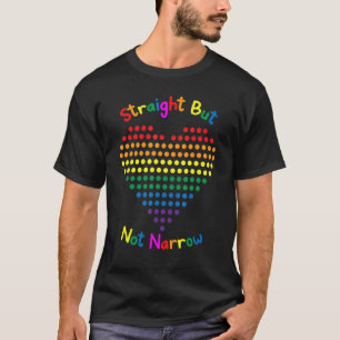 Camiseta Recto Pero No Estrecho Corazón Arcoiris Lgbt Inclu