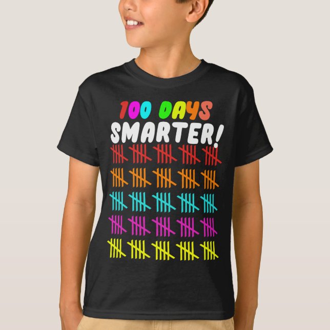 Camiseta Recuento de Hash Marks 100 días de escuela (Anverso)