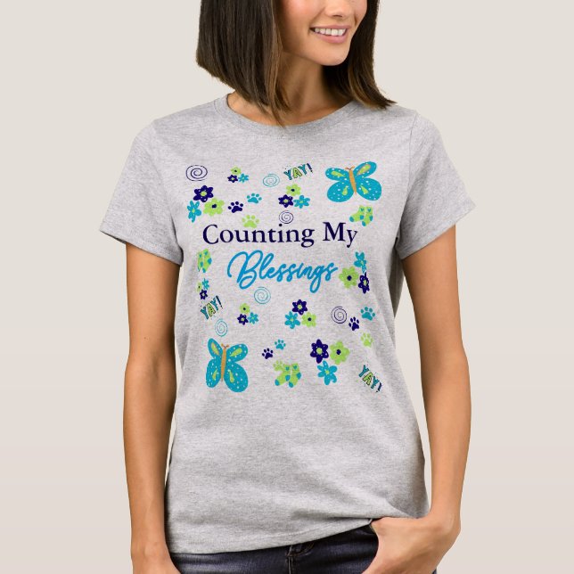 Camiseta Recuento de mis bendiciones Pinturas de Flores Col (Anverso)