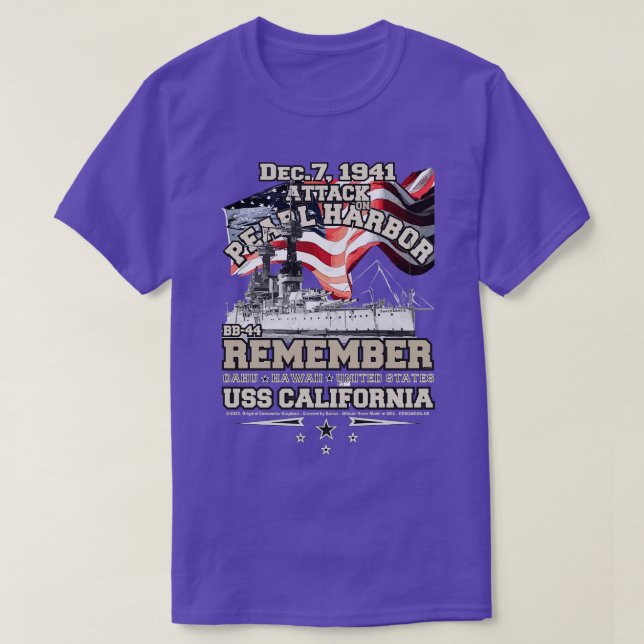 CAMISETA RECUERDE A PEARL HARBOR BB44 USS CALIFORNIA 1941 (Diseño del anverso)