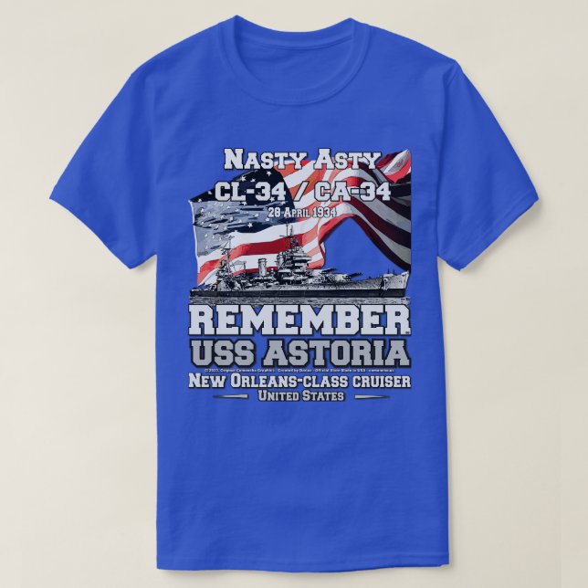 Camiseta RECUERDE A USS Astoria CA34 veteranos de la marina (Diseño del anverso)