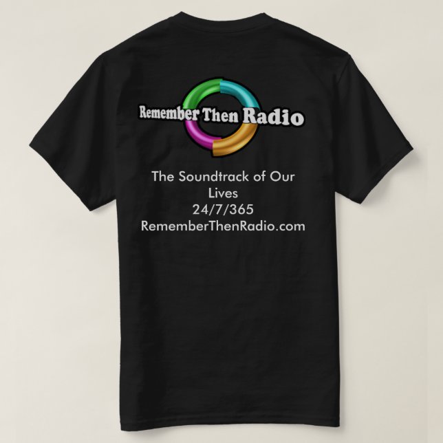 Camiseta Recuerde Entonces El Logotipo De Radio Tee Oscuro (Reverso del diseño)