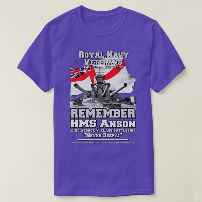 Camiseta RECUERDE HMS ANSON British Battleship (Diseño del anverso)