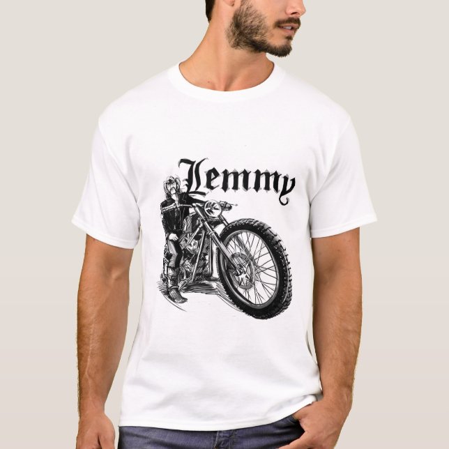 Camiseta Recuerde Lemmy Con Motor Vintage (Anverso)