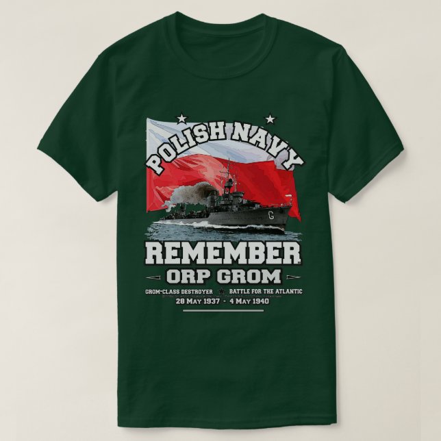 Camiseta RECUERDE ORP GROM Destruidor de la Marina Polaca (Diseño del anverso)