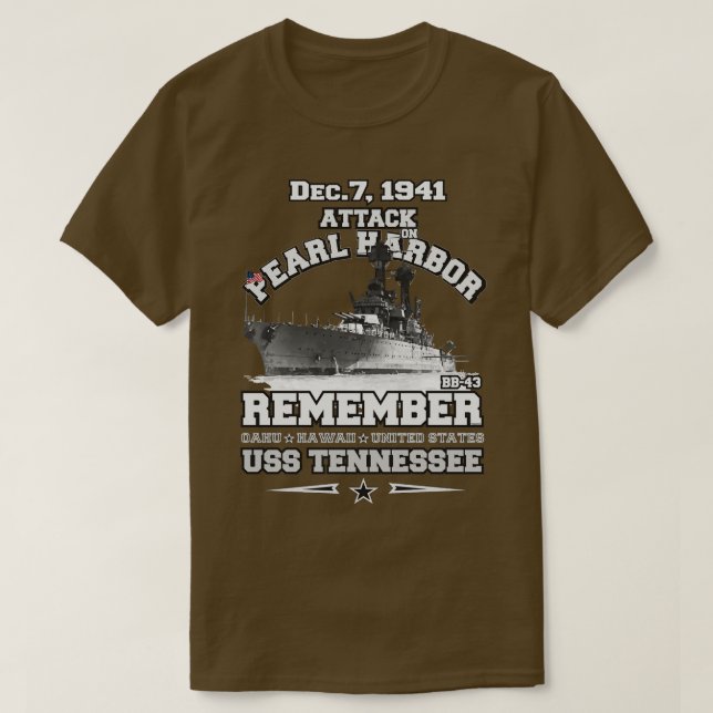 Camiseta RECUERDE Pearl Harbor BB43 USS Tennessee (Diseño del anverso)