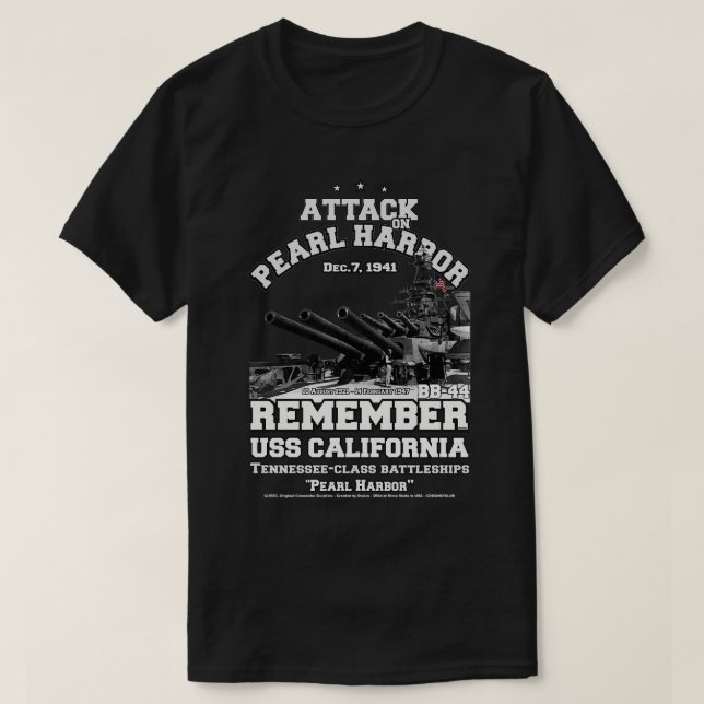 Camiseta Recuerde Pearl Harbor USS California BB44 (Diseño del anverso)