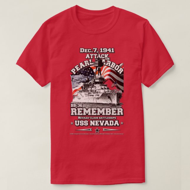 Camiseta RECUERDE Pearl Harbor USS Nevada BB36 (Diseño del anverso)