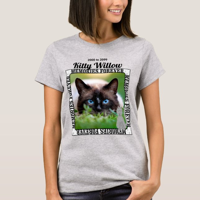 Camiseta Recuerde su foto en memoria de su gato Mascota (Anverso)