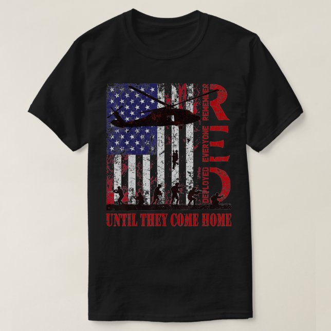 Camiseta Recuerde Todos los Veteranos Desplegados RED Viern (Diseño del anverso)