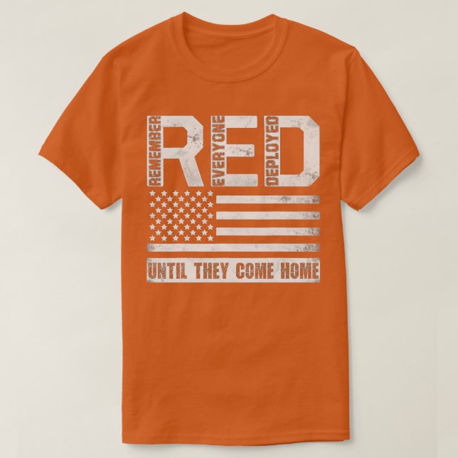 Camiseta Recuerde Todos los Veteranos Desplegados RED Viern (Diseño del anverso)