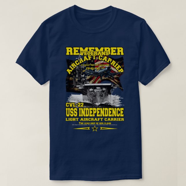 Camiseta RECUERDE USOS Independence CVL22 portaaviones (Diseño del anverso)