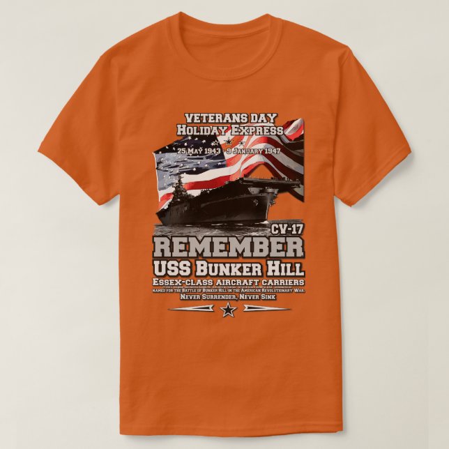 Camiseta RECUERDE USS Bunker Hill CV17 (Diseño del anverso)