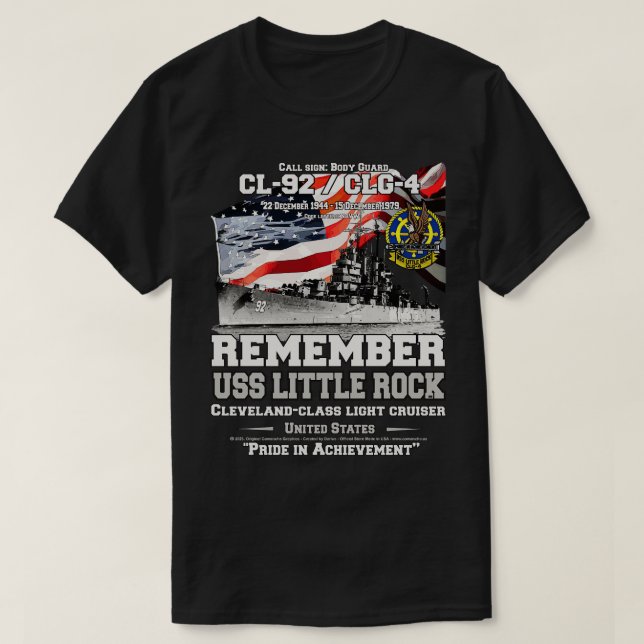 Camiseta RECUERDE USS Little Rock CL92 Cruiser Navy Veteran (Diseño del anverso)