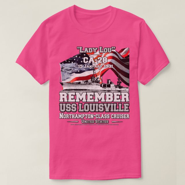 Camiseta RECUERDE USS Louisville CLCA28 Veteranos de crucer (Diseño del anverso)