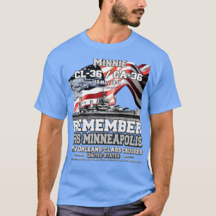 Camiseta RECUERDE USS Minneapolis CA36 cruiser Navy Veteran