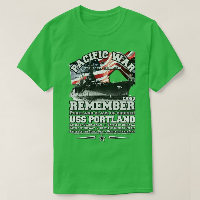 Camiseta RECUERDE USS Portland US cruiser (Diseño del anverso)