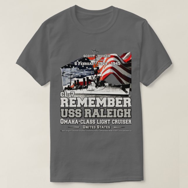 Camiseta RECUERDE USS Raleigh CL7 scout cruiser navy vetera (Diseño del anverso)